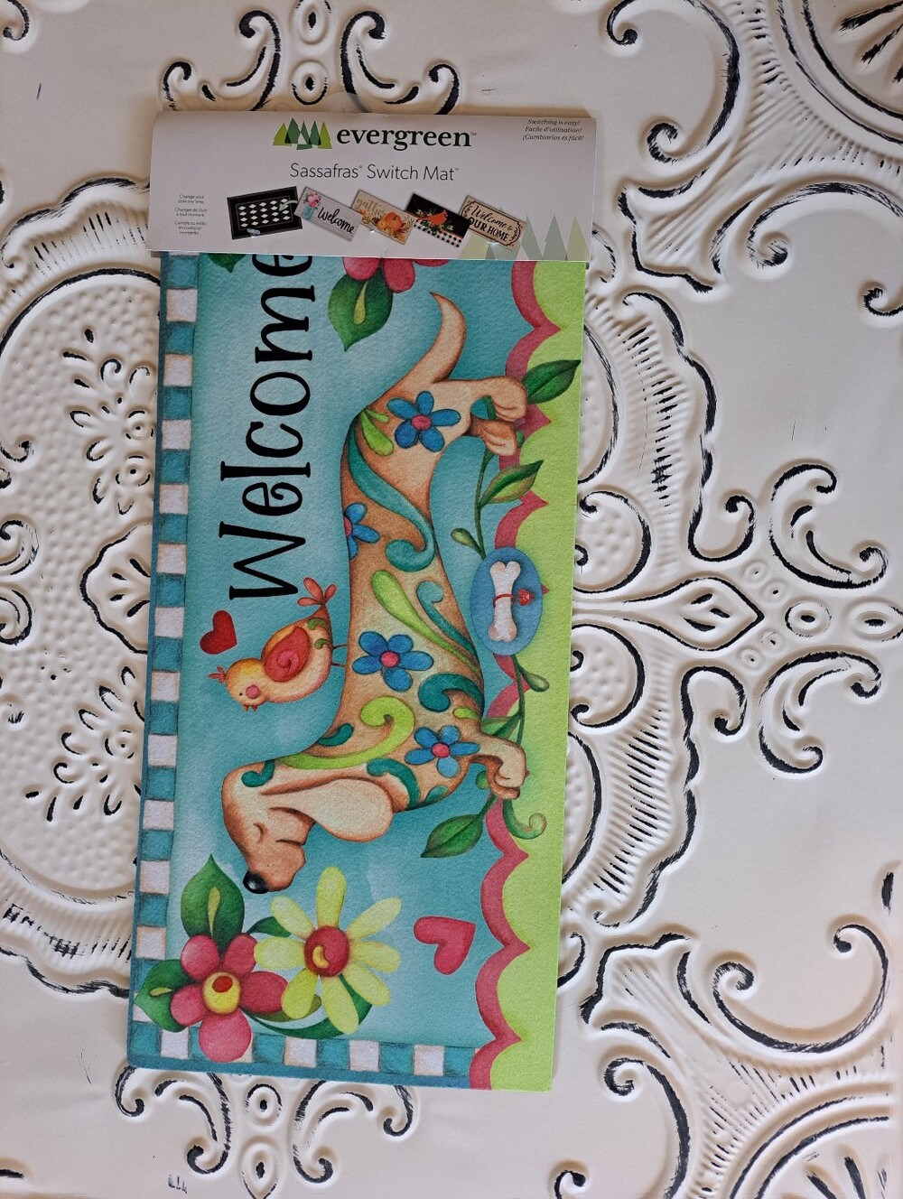 Everygreen Welcome Doormat - Colorful Floral Dachshund Design